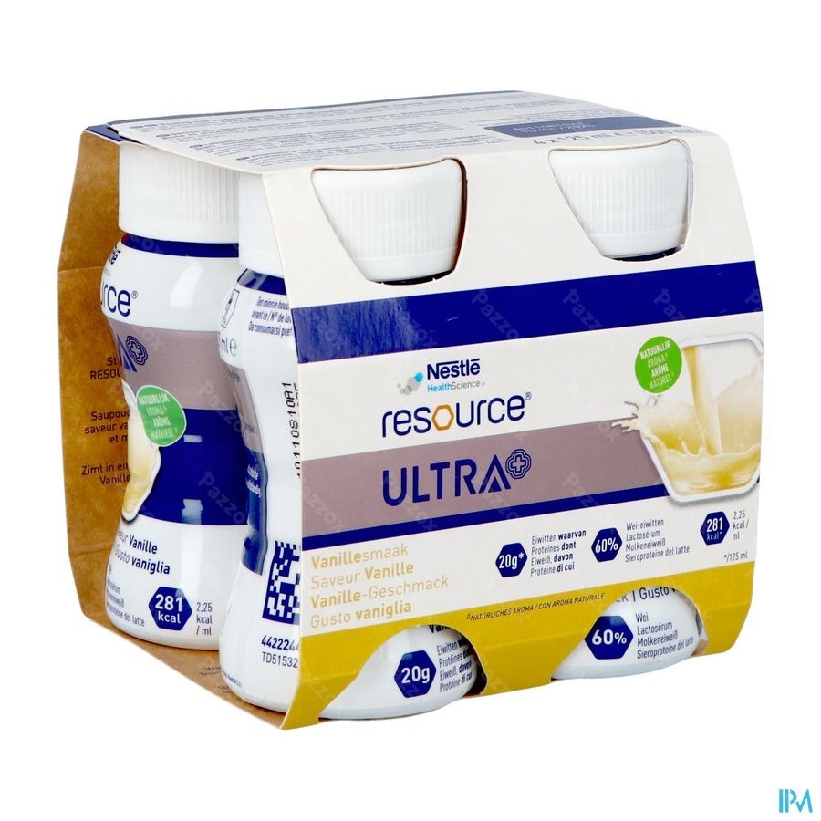 Resource Ultra+ Vanillesmaak 4x125ml Nf