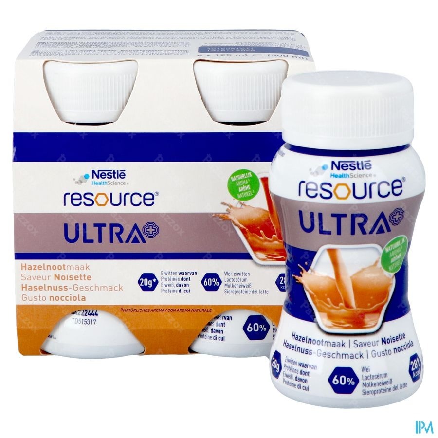 Resource Ultra+ Hazelnootsmaak 4x125ml