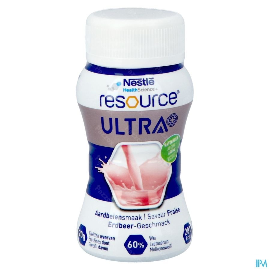 Resource Ultra+ Aardbeiensmaak 4x125ml
