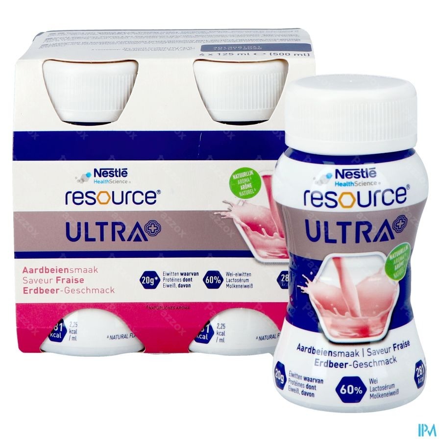 Resource Ultra+ Aardbeiensmaak 4x125ml