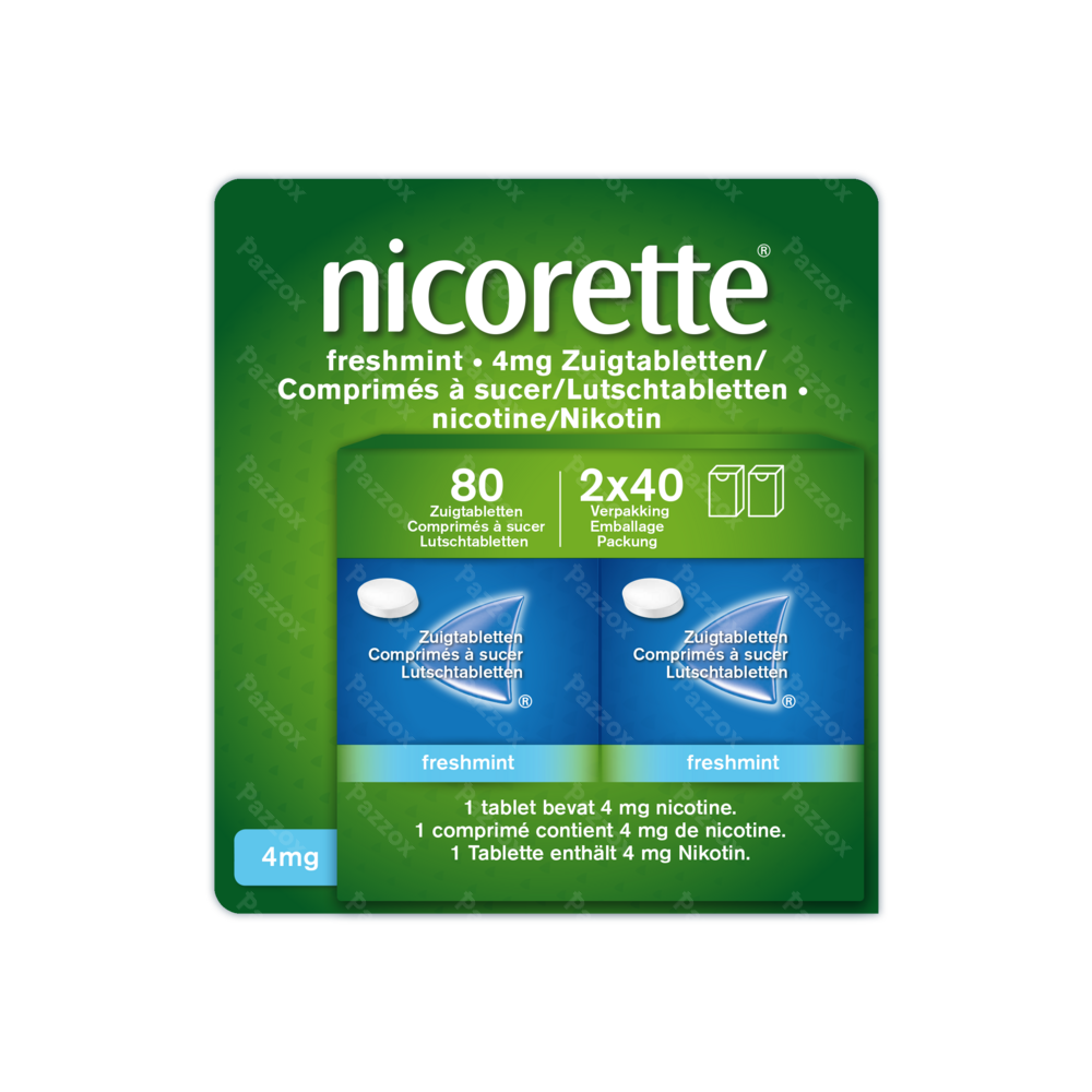 Nicorette Freshmint 4mg 80 Zuigtabletten Zonder Suiker