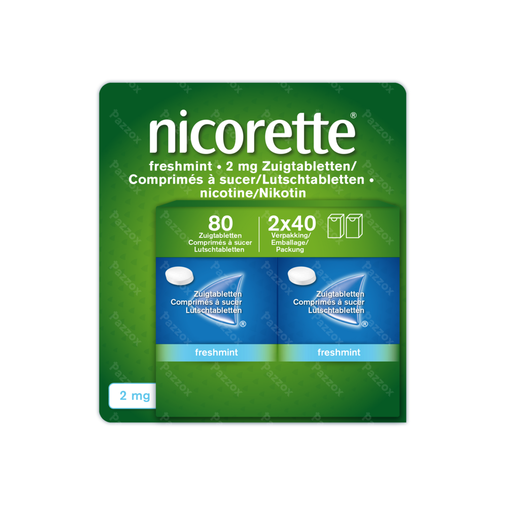 Nicorette Freshmint 2mg 80 Zuigtabletten Zonder Suiker