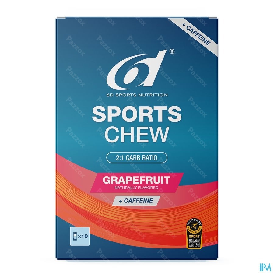 6d Sports Chew Grapefruit + Caffeine 10x38g