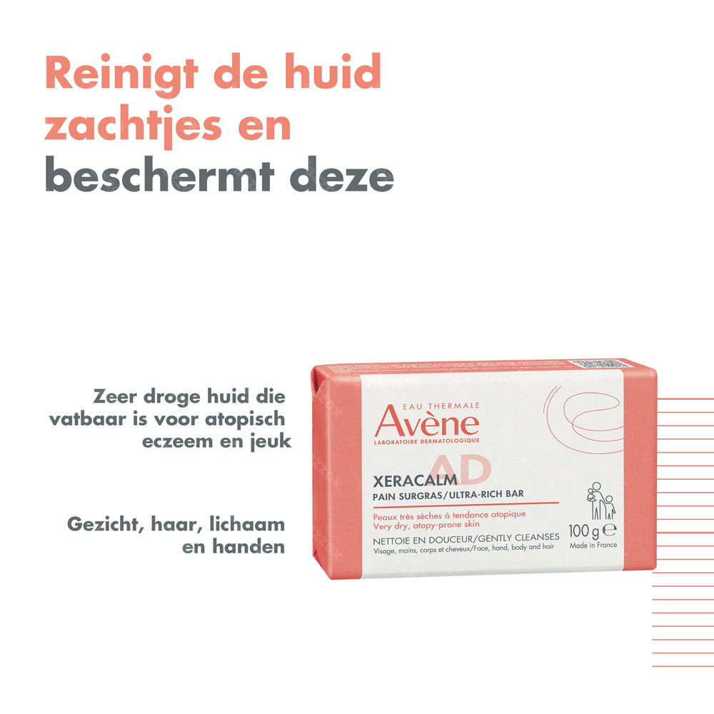 Avène XeraCalm A.D Reinigingsblokje, Droge huid met neiging tot atopie en jeuk 100g