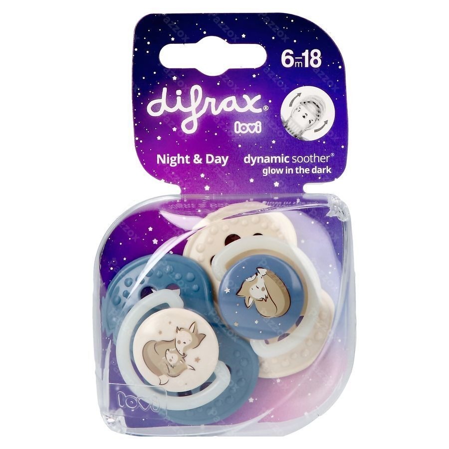 Difrax Dynamic Fopspeen Day&night Assorti 6-18m 2