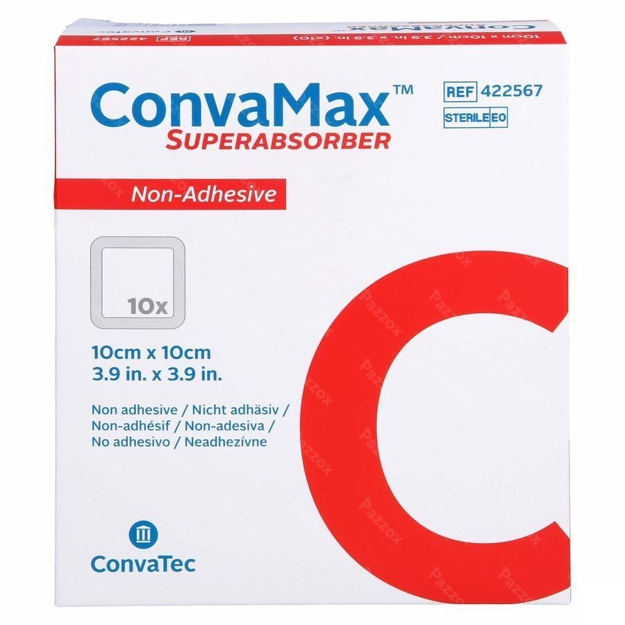 Convamax Superabsorber Niet Klevend 10cmx10cm 10 Stuks