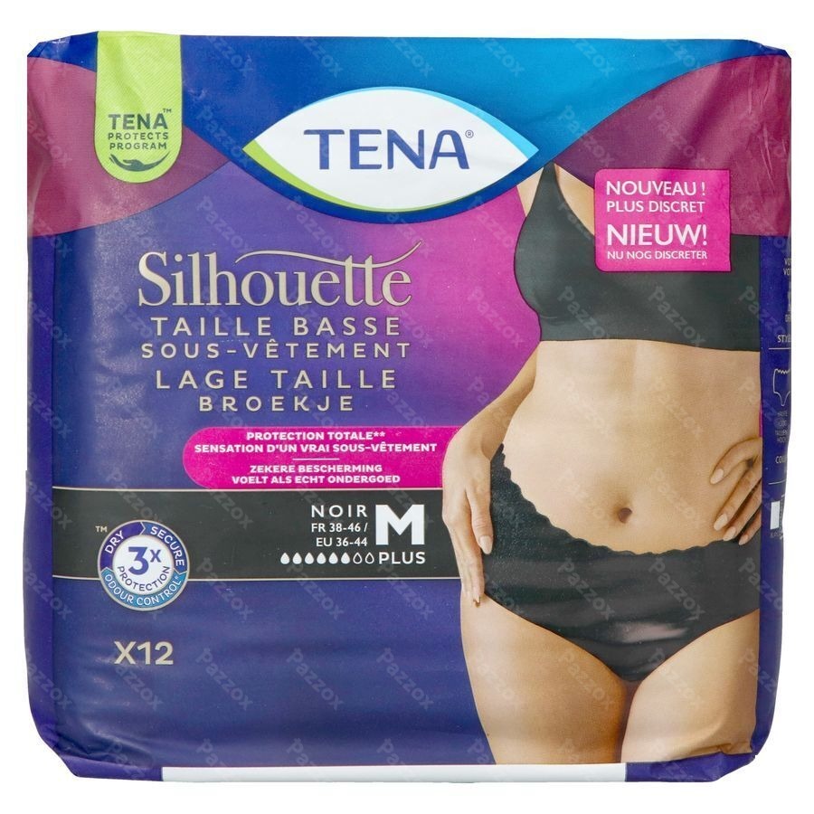 Tena Silhouette Plus Noir Lage Taille M 12 780203