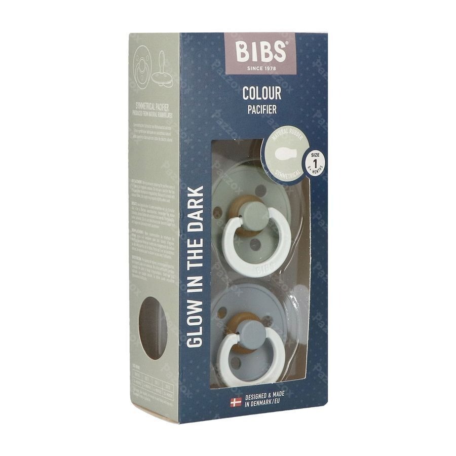 Bibs 1 Fopspeen Symmetric Glow Duo Sage/cloud 2