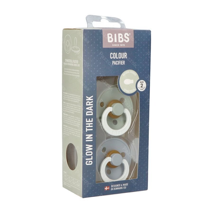 Bibs 2 Fopspeen Symmetric Glow Duo Sage/cloud 2