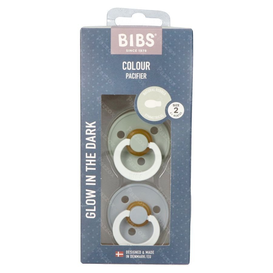 Bibs 2 Fopspeen Symmetric Glow Duo Sage/cloud 2
