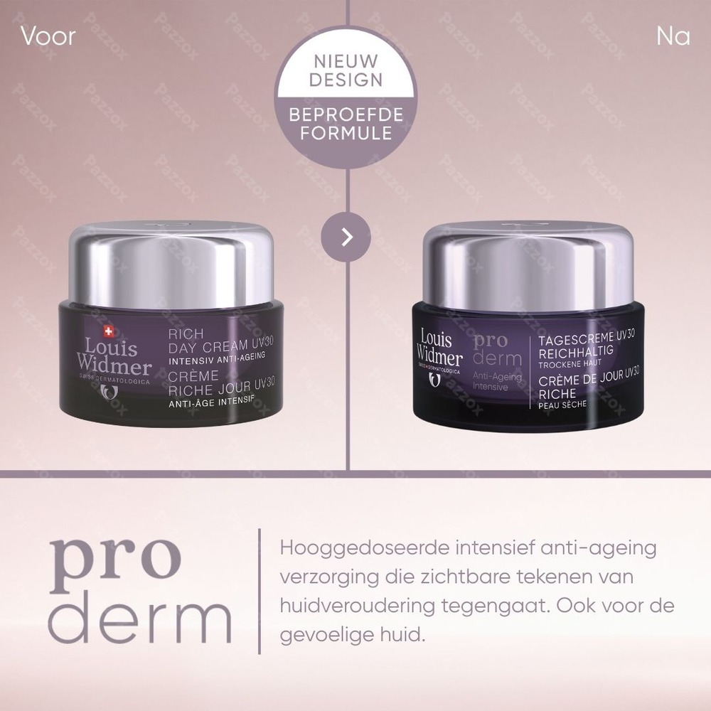 Louis Widmer Proderm Dagcrème UV 30 Rijke Textuur Met Parfum 50ml