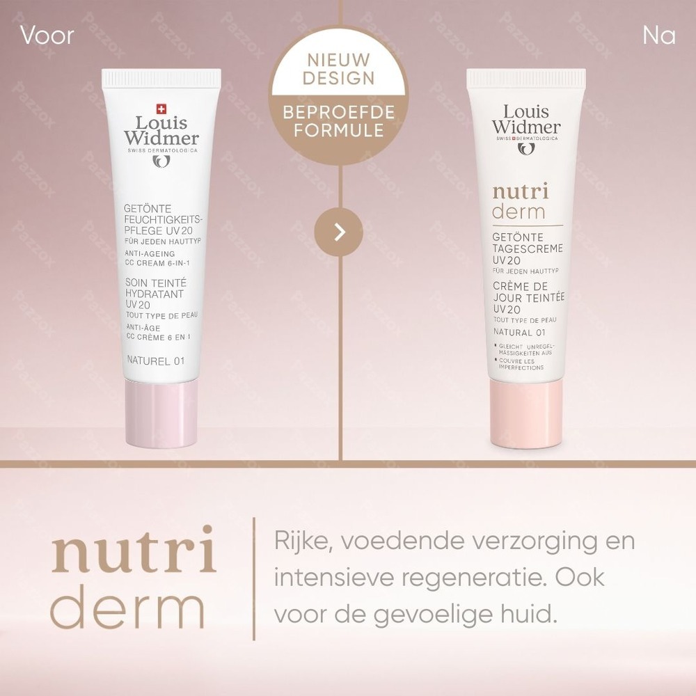 Louis Widmer Nutriderm Getinte Dagcrème Uv 20 Naturel 01 Met Parfum 30ml