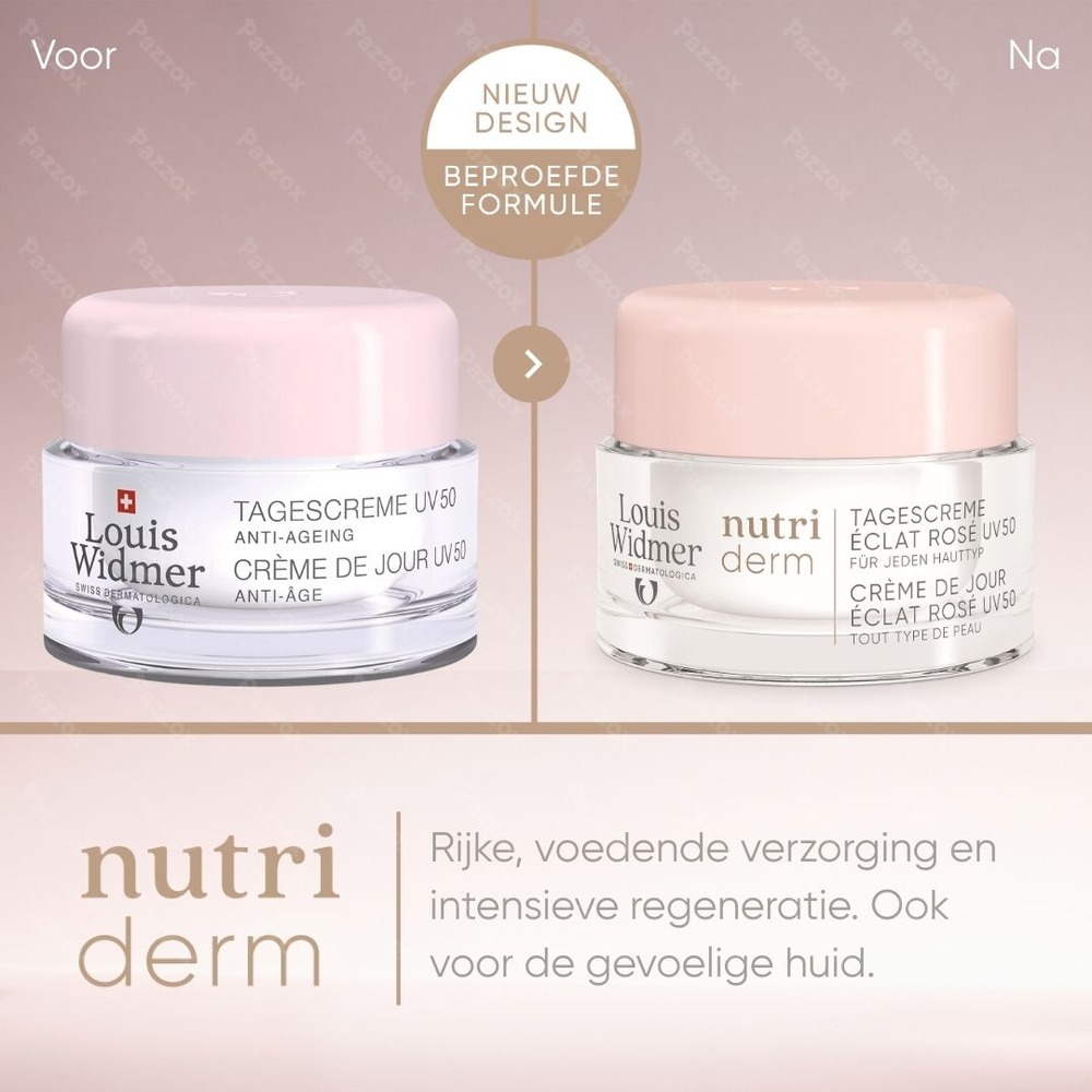 Louis Widmer Nutriderm Dagcrème Éclat Rosé Uv 50 met Parfum50ml