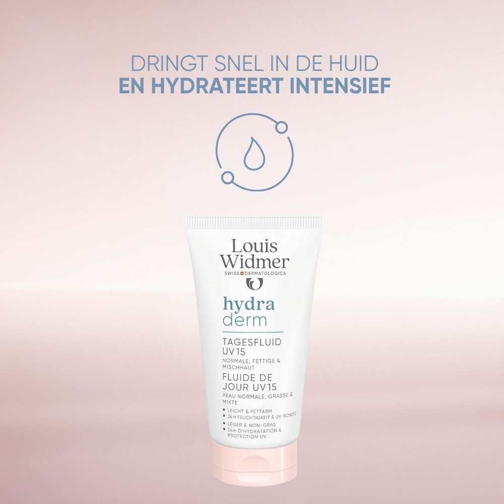 Louis Widmer Hydraderm Dag Fluide Uv 15 Zonder Parfum 50ml