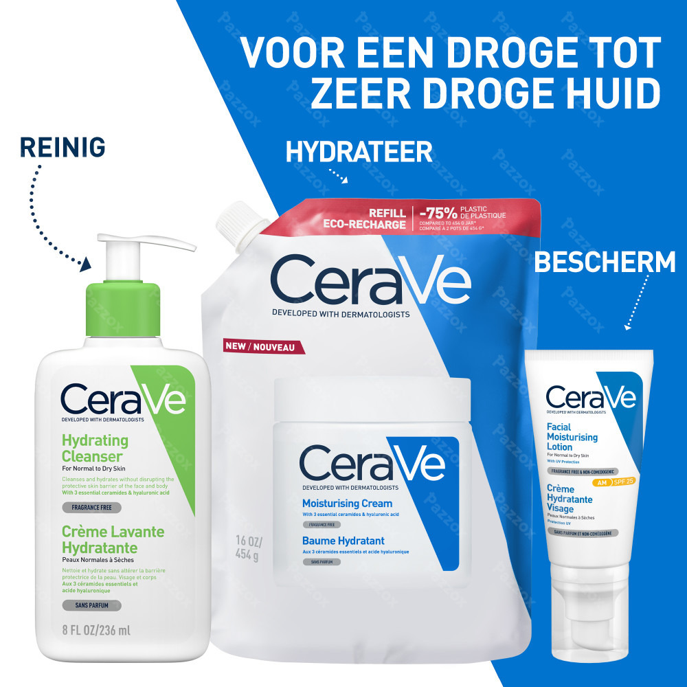 CeraVe Hydraterende Crème Navulling voor Droge tot Zeer Droge Huid 454g
