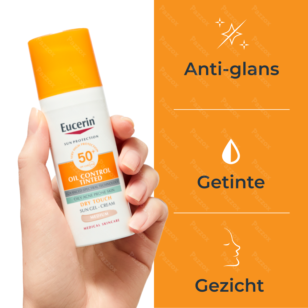 Eucerin Sun Oil Control SPF 50+ Dry Touch Gel-Crème Tinted Medium Onzuivere en Vette Huid 50ml