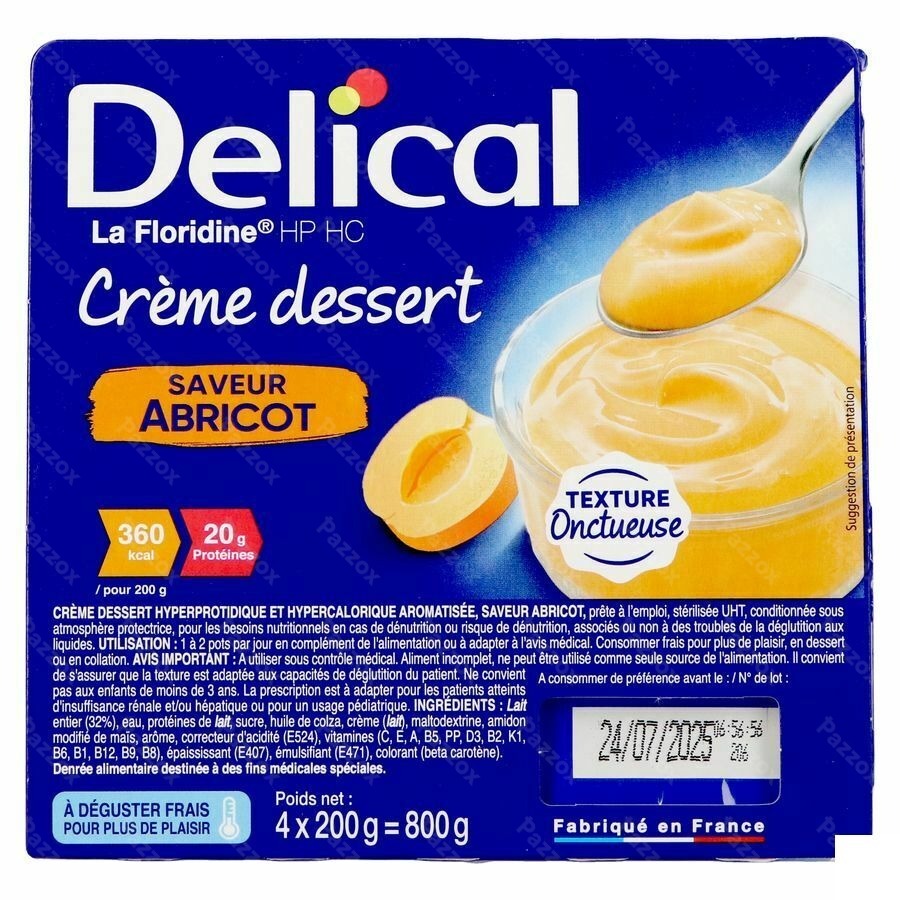 Delical Creme Dessert La Floridine Abrikoos 4x200g
