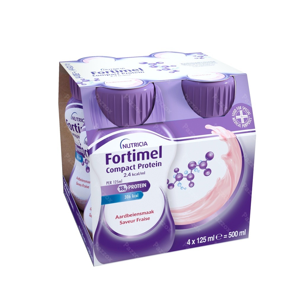 Fortimel Compact Protein 2.4 Kcal Aardbei 4x125ml