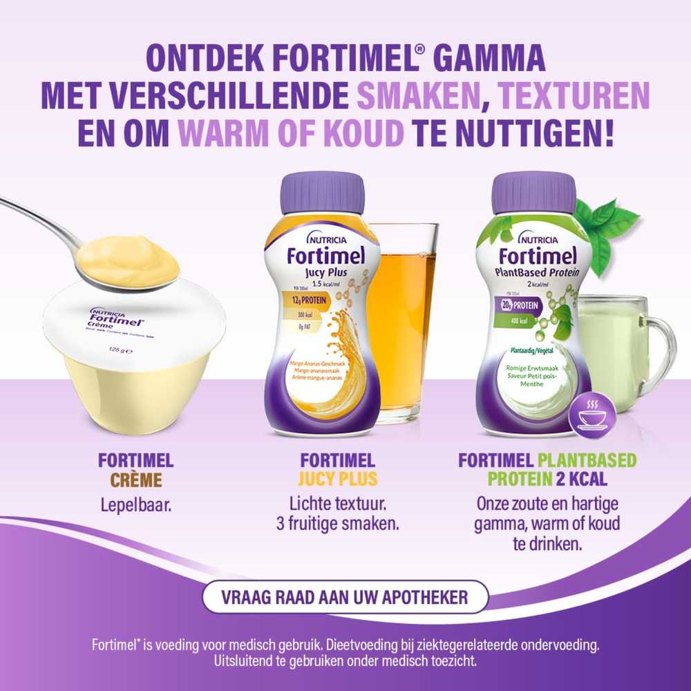 Fortimel PlantBased Protein 2kcal Romige Erwtsmaak Voedingssupplement Ondervoeding Flessen 4x200ml