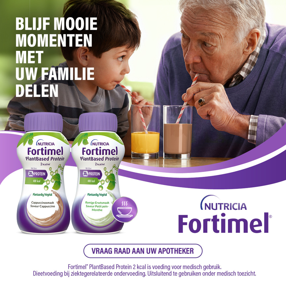 Fortimel PlantBased Protein 2kcal Romige Erwtsmaak Voedingssupplement Ondervoeding Flessen 4x200ml