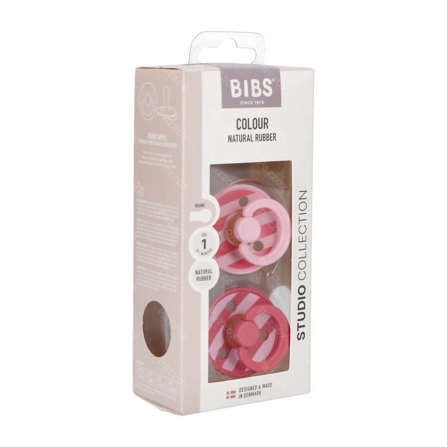 Bibs 1 Fopspeen Studio Duo Block Baby Pink