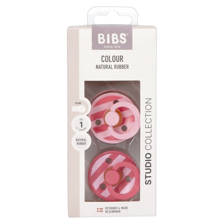 Bibs 1 Fopspeen Studio Duo Block Baby Pink