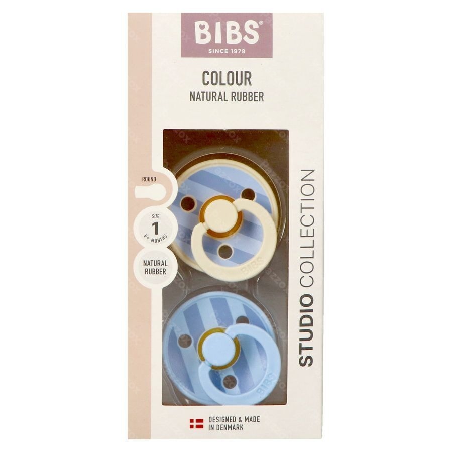 Bibs 1 Fopspeen Studio Duo Block Baby Blue