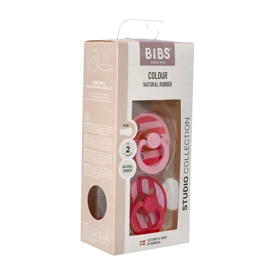 Bibs 2 Fopspeen Studio Duo Block Baby Pink