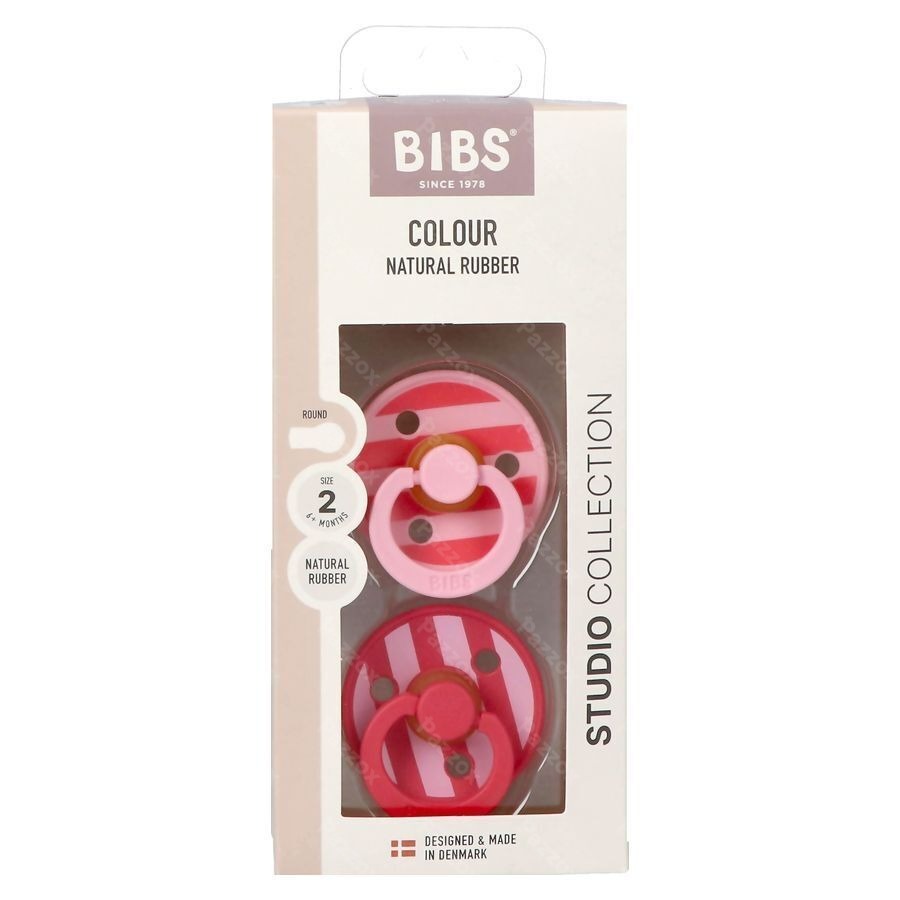 Bibs 2 Fopspeen Studio Duo Block Baby Pink