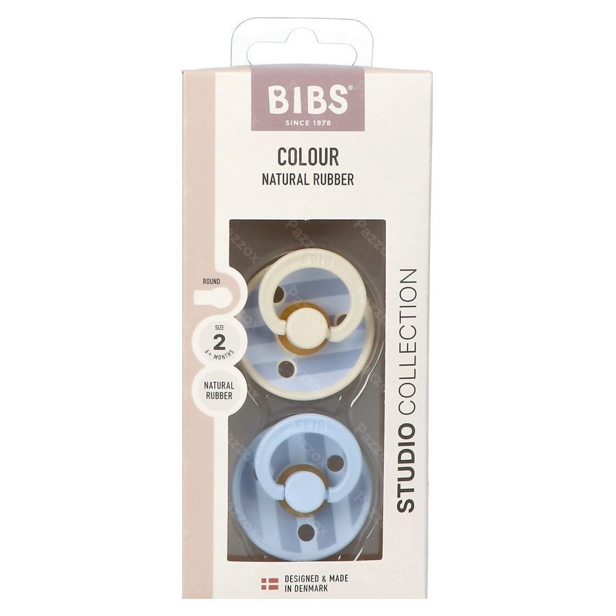 Bibs 2 Fopspeen Studio Duo Block Baby Blue