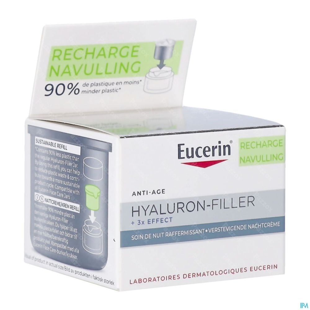 Eucerin Hyaluron-Filler 3x Effect Verstevigende Nachtcrème Navulling 50ml