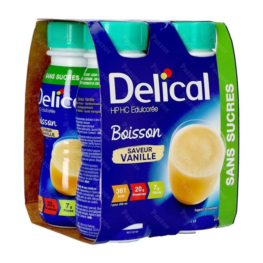 Delical Melkdrank Z/suiker Vanille 4x200ml