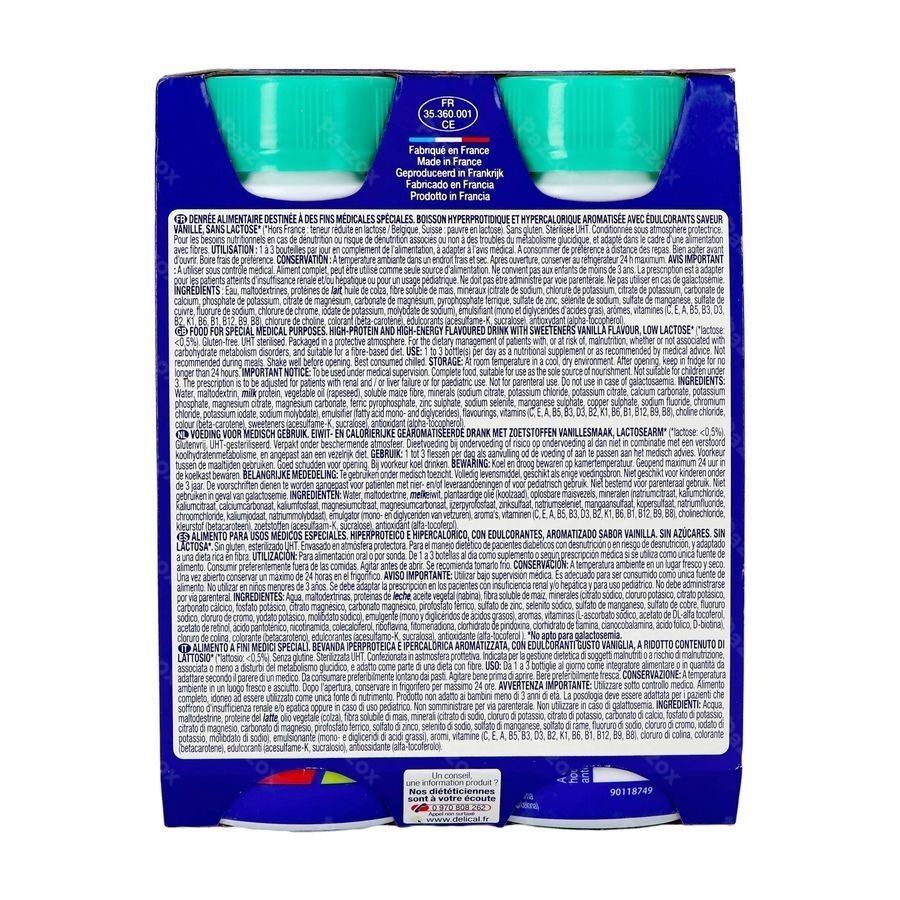 Delical Melkdrank Z/suiker Vanille 4x200ml