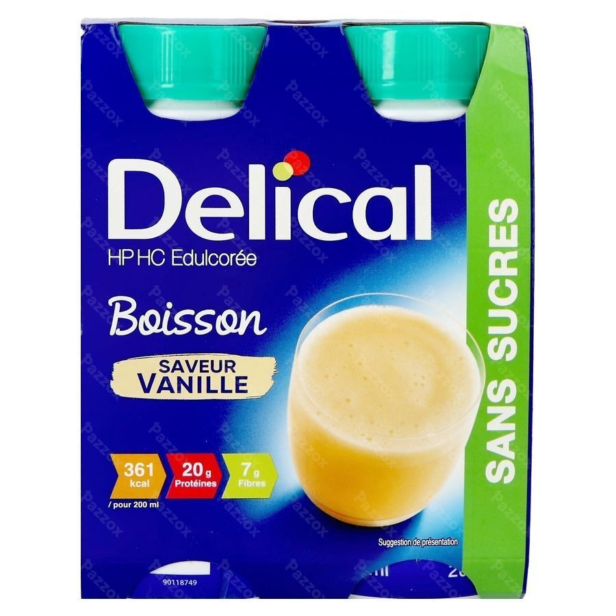 Delical Melkdrank Z/suiker Vanille 4x200ml