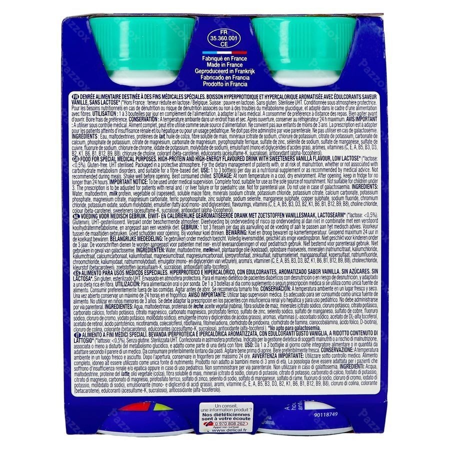 Delical Melkdrank Z/suiker Vanille 4x200ml