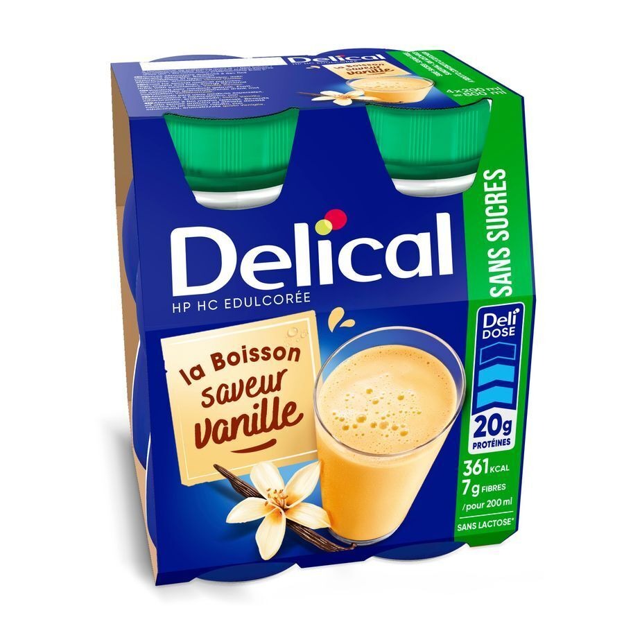 Delical Melkdrank Z/suiker Vanille 4x200ml