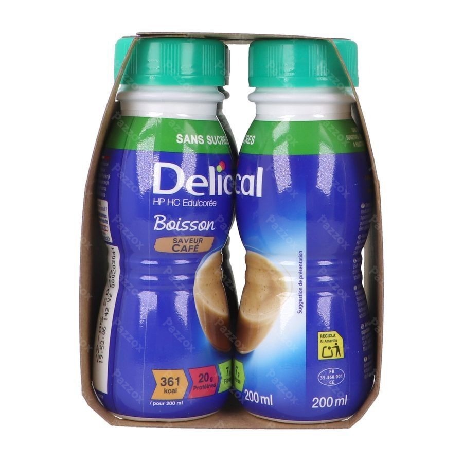 Delical Melkdrank Z/suiker Koffie 4x200ml