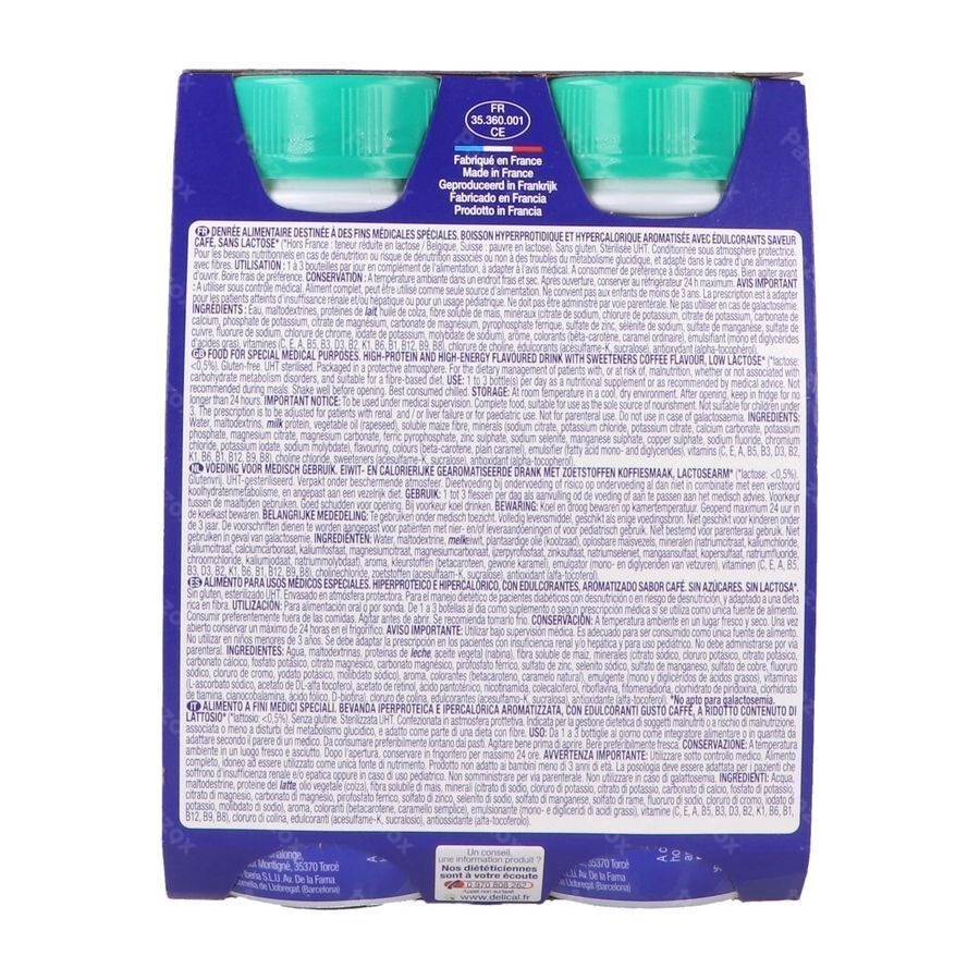 Delical Melkdrank Z/suiker Koffie 4x200ml