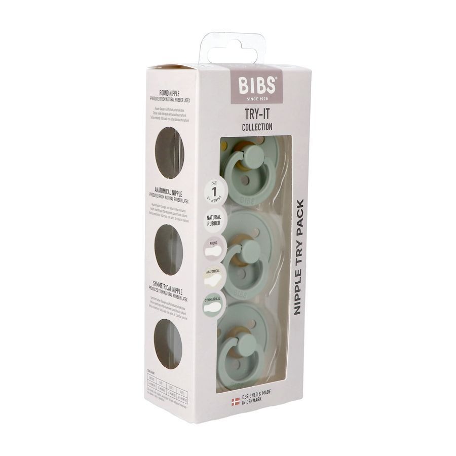 Bibs 1 Try Kit Sage 3 Verschillende Spenen