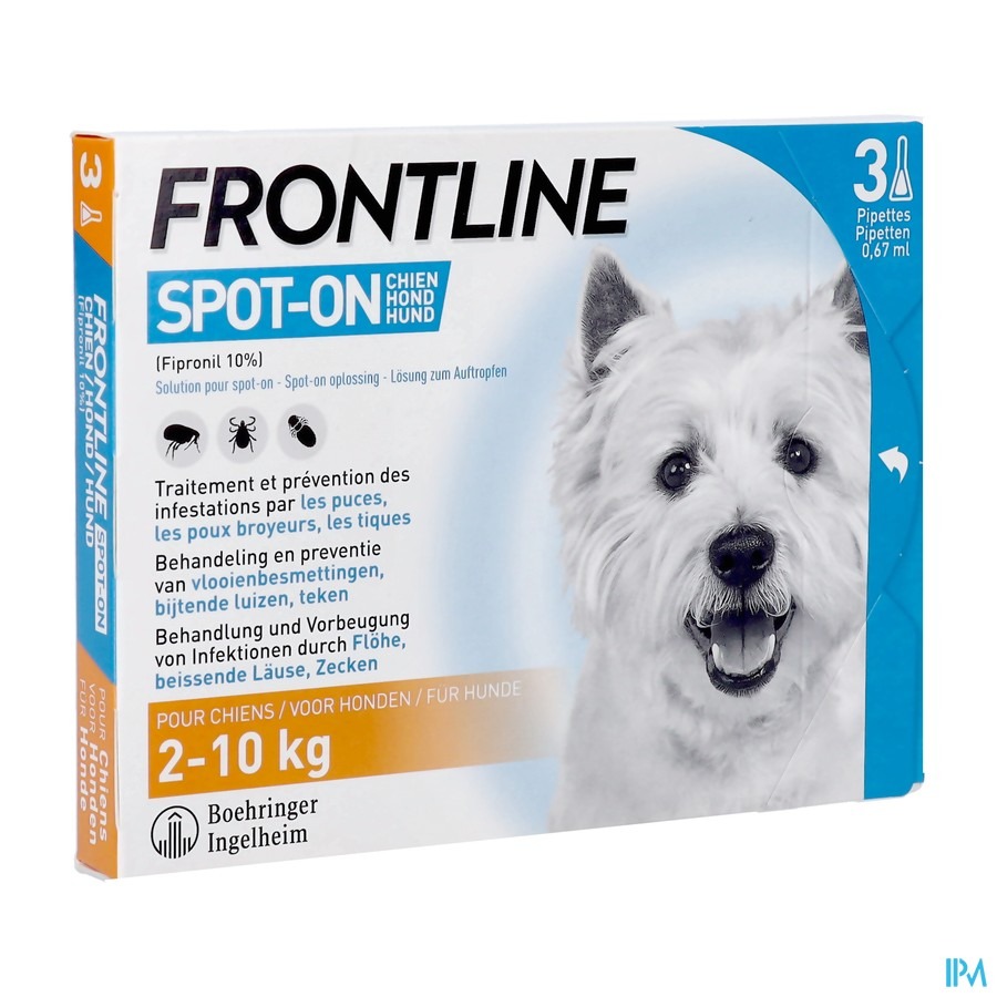 Frontline Spot On Chien 2-10kg Pipet 3x0,67ml
