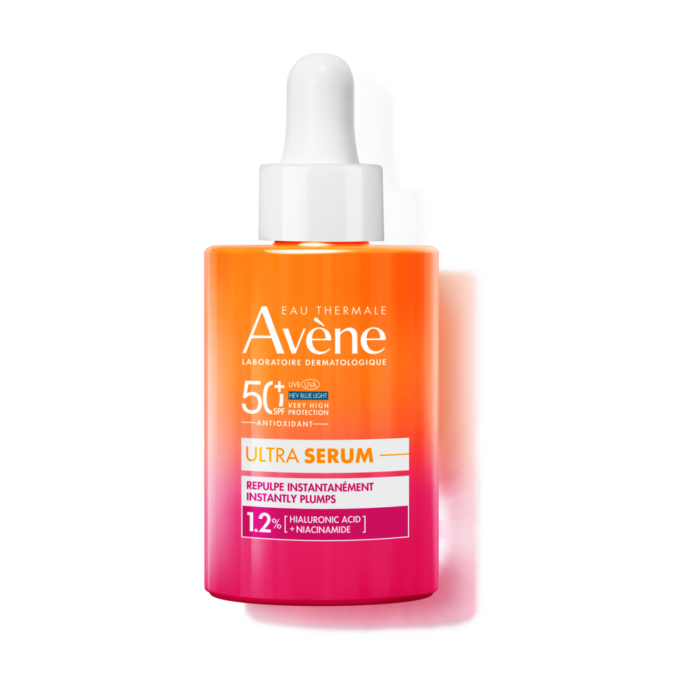 Avène Zon Opvullend Ultra-Serum anti-aging SPF50+, Zeer hoge zonnebescherming, Hyaluronzuur & Niacinamide, Gevoelige huid 30ml