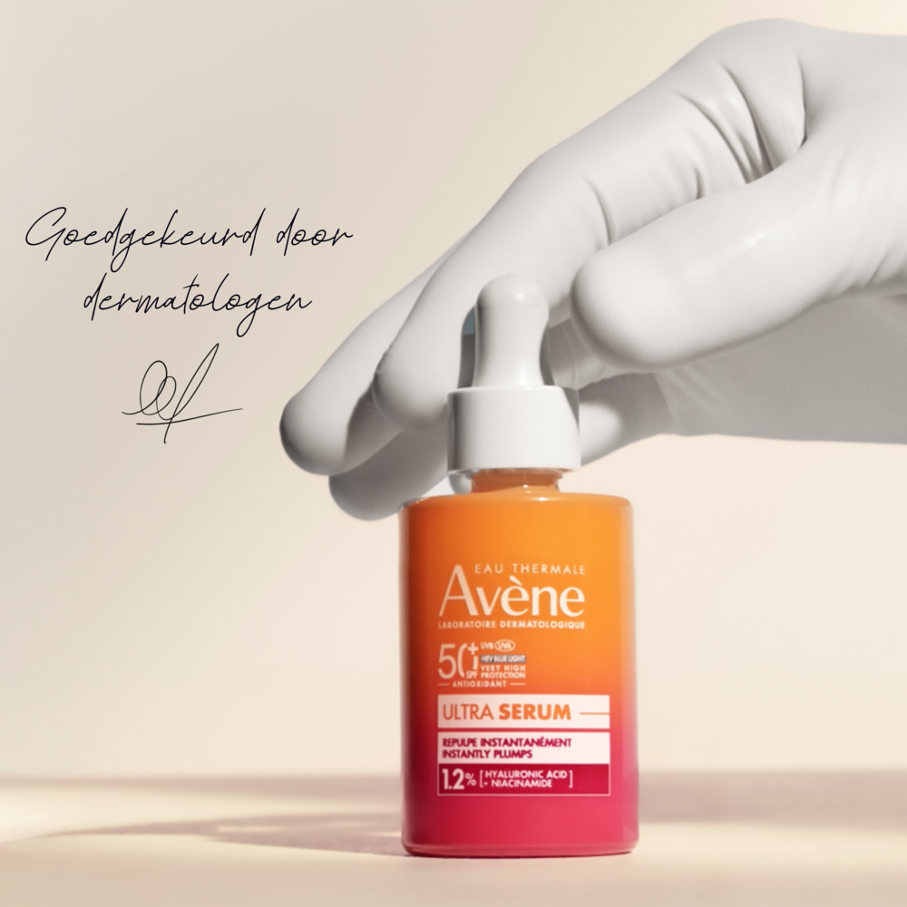 Avène Zon Opvullend Ultra-Serum anti-aging SPF50+, Zeer hoge zonnebescherming, Hyaluronzuur & Niacinamide, Gevoelige huid 30ml