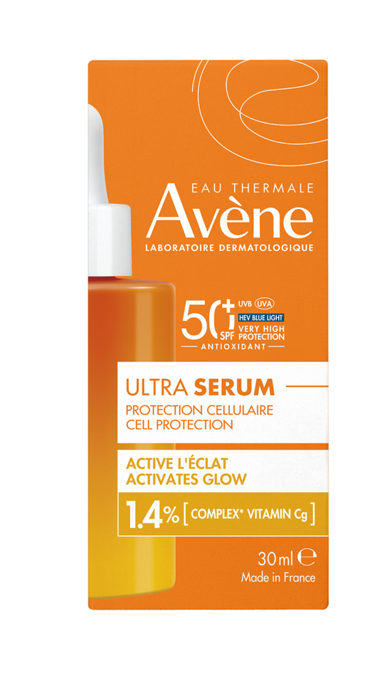 Avène Zon Glow-activerend Ultra-Serum SPF50+, Zeer hoge zonnebescherming, Vitamine Cg, Gevoelige huid 30ml