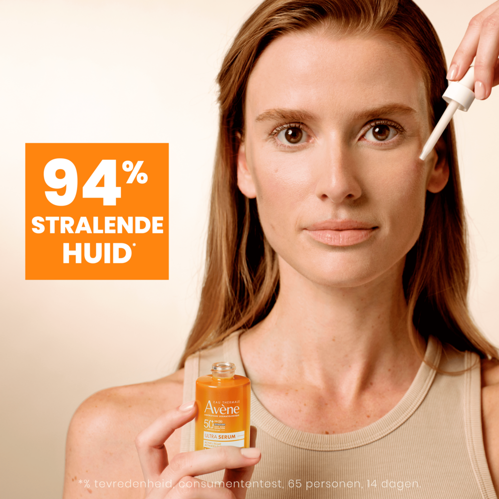 Avène Zon Glow-activerend Ultra-Serum SPF50+, Zeer hoge zonnebescherming, Vitamine Cg, Gevoelige huid 30ml