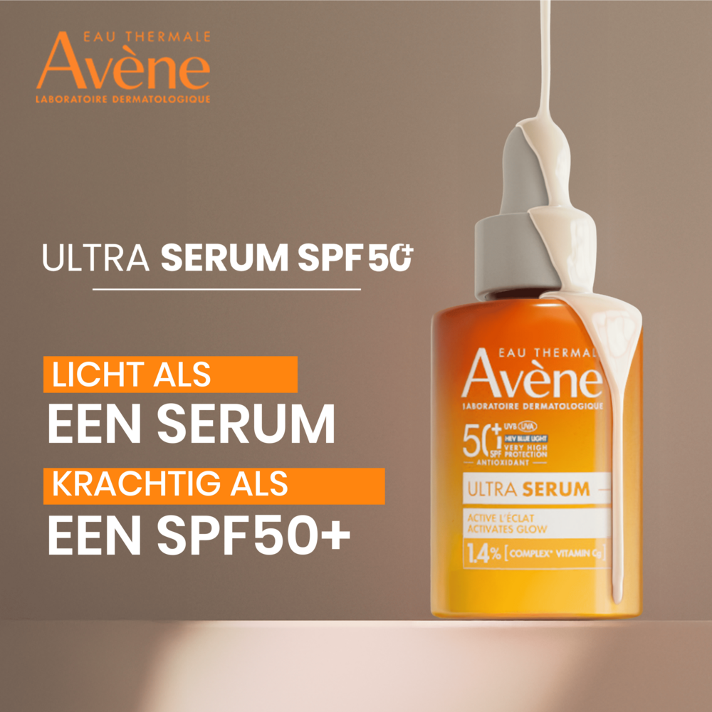Avène Zon Glow-activerend Ultra-Serum SPF50+, Zeer hoge zonnebescherming, Vitamine Cg, Gevoelige huid 30ml