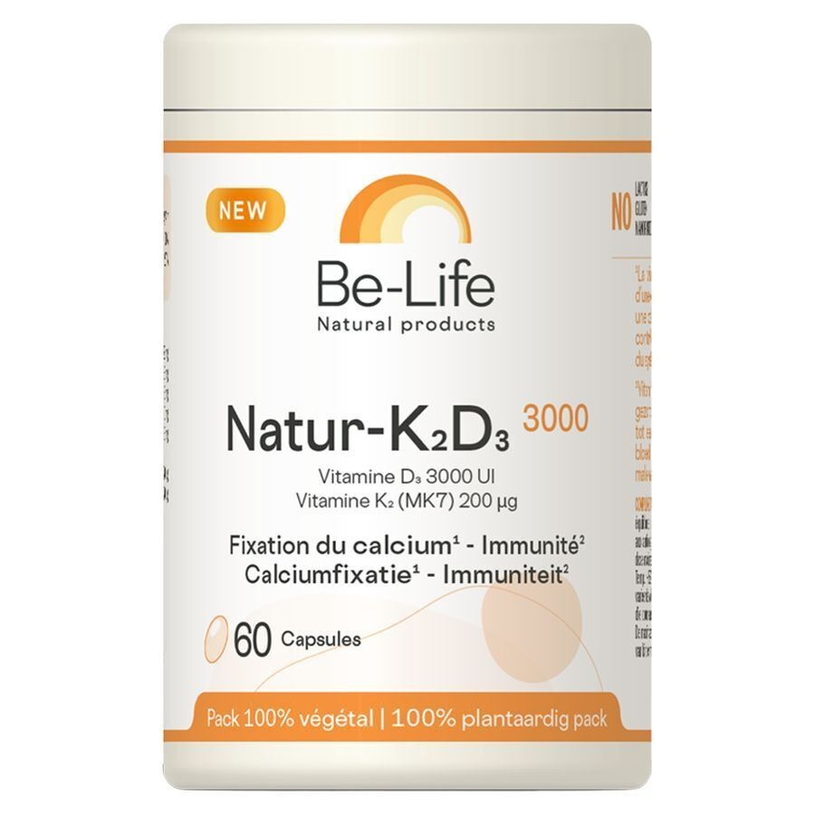 Be-Life Natur K2 D3 3000 Calciumfixatie en Immuniteit 60 Capsules 