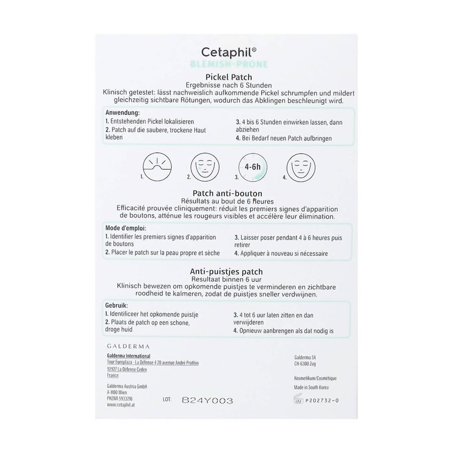 Cetaphil 6 uur Fast Clear Pimple Patch tegen Puistjes 24 Stuks