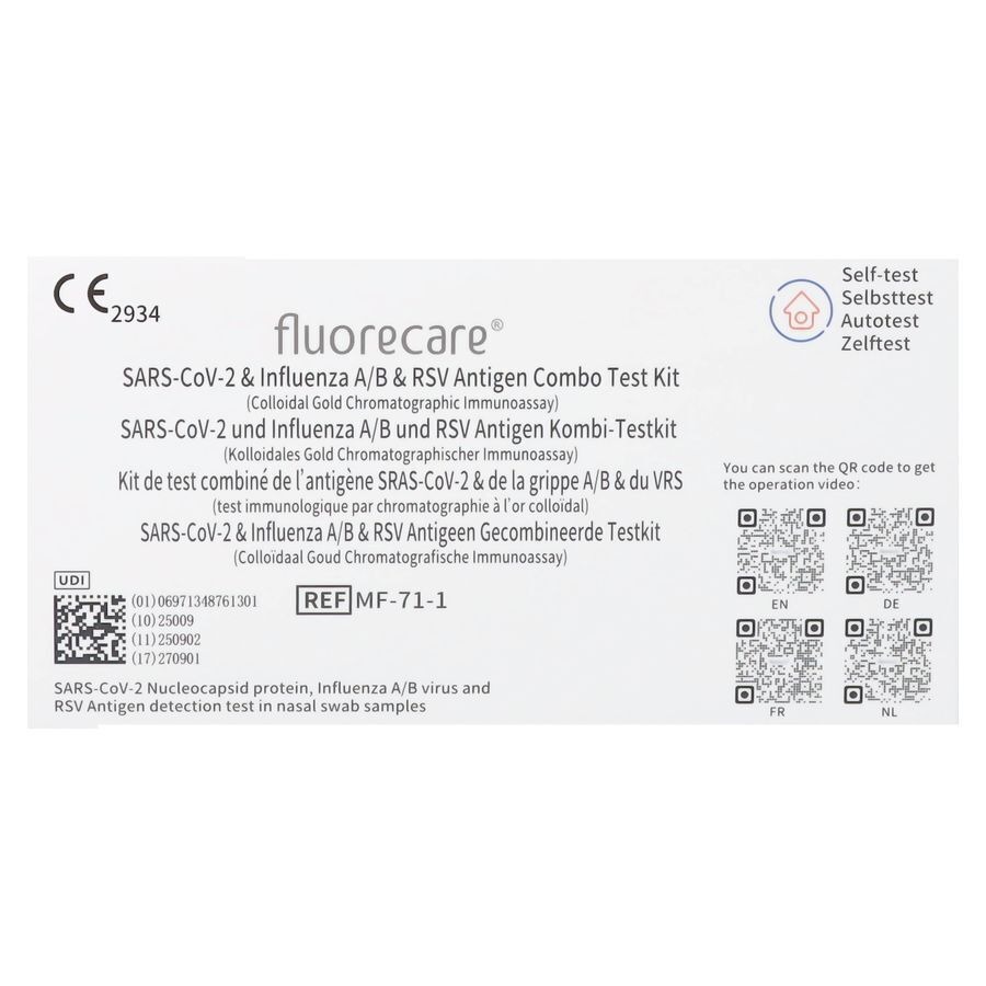 Fluorec.kit Test Comb.a/geen Sars-cov2&inf.a/b&rsv