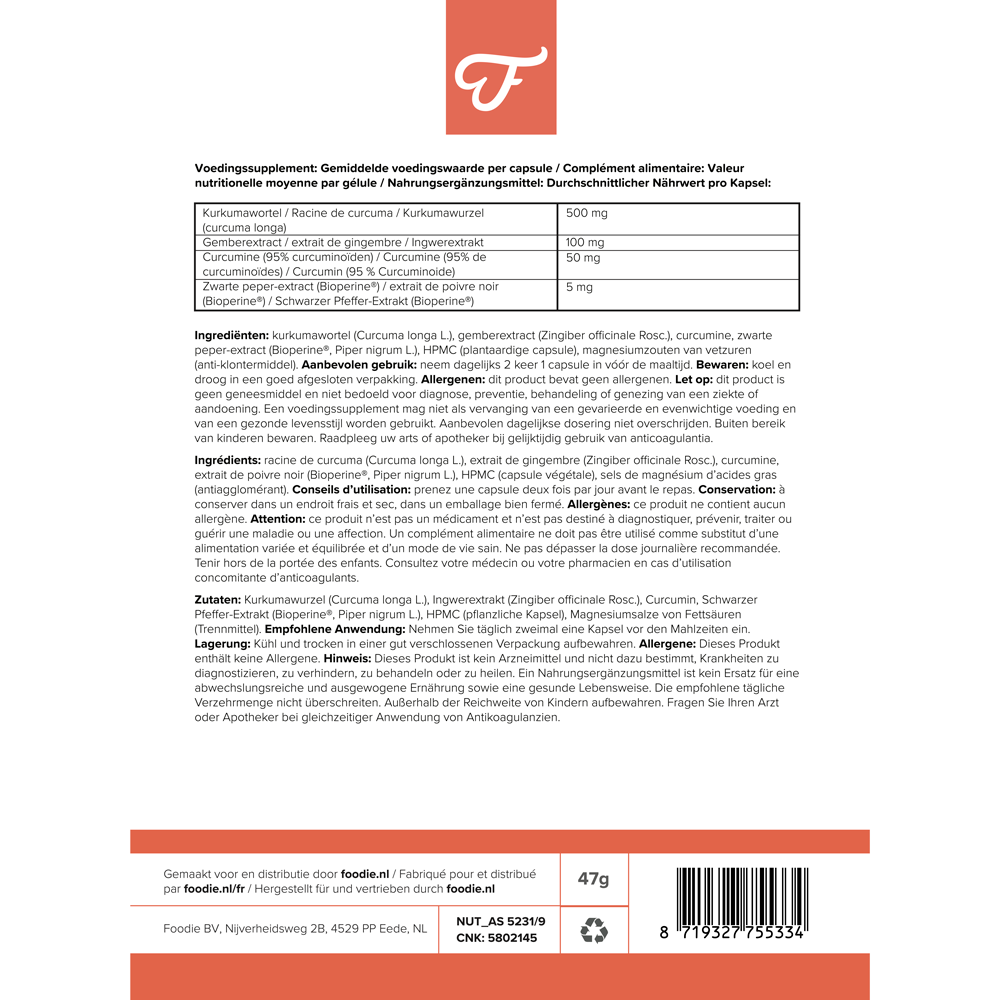 Foodie Kurkuma Boost 60 Capsules