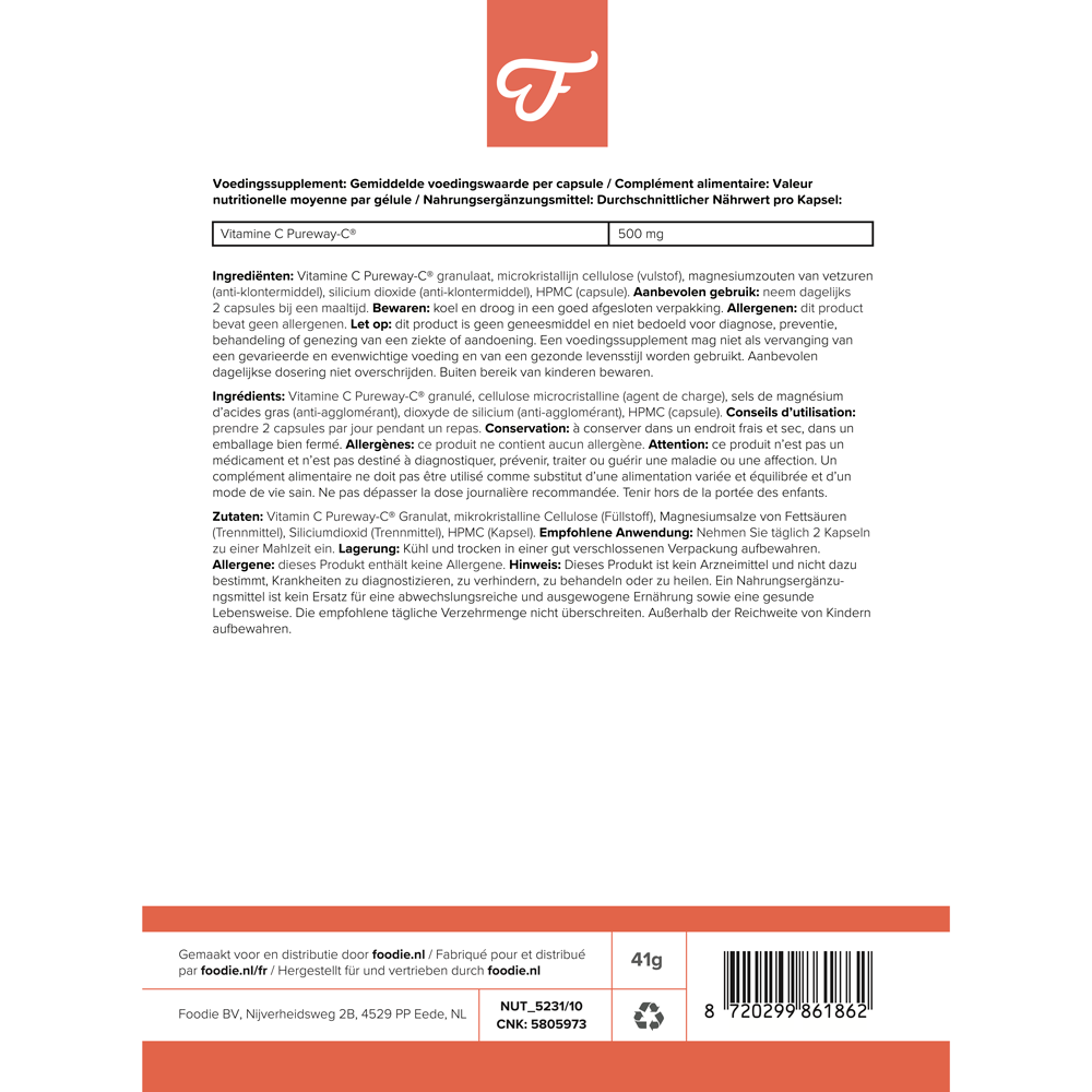 Foodie Vitamine C Boost Weerstand 60 Capsules
